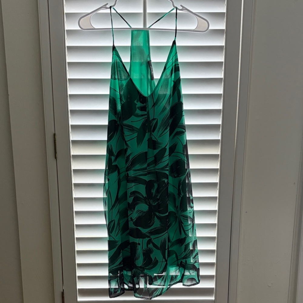 Green and Black Spaghetti Strap Dress